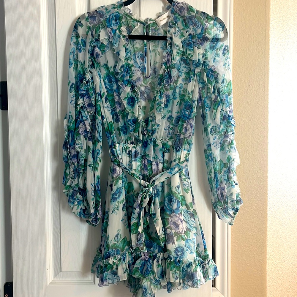 ZIMMERMANN Breeze Ruffled Silk Multi Romper NWT